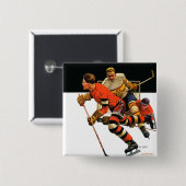 Ice Hockey Match Vierkante Button 5,1 Cm (Voorkant /achterkant)