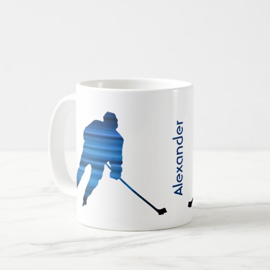 Ice Hockey mok player silhouette blue (Voorkant links)