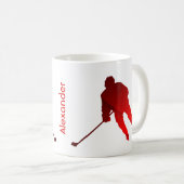 Ice Hockey mok player silhouette red (Voorkant rechts)