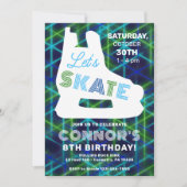 Ice Hockey Neon Glow Boys Birthday Party Kaart (Voorkant)