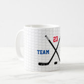 Ice Hockey Net Sticks Puck Custom Sports Team Koffiemok (Voorkant links)