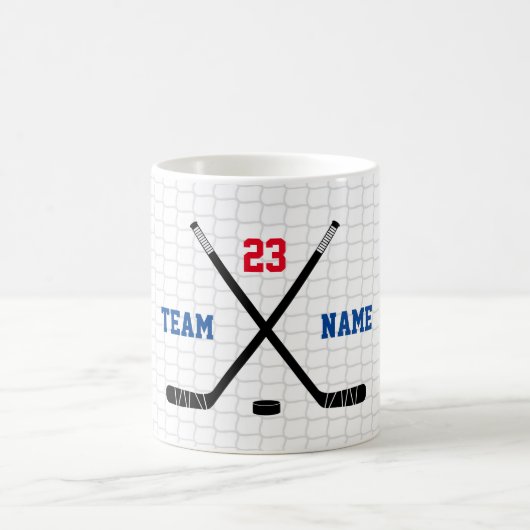 Ice Hockey Net Sticks Puck Custom Sports Team Koffiemok (Center)