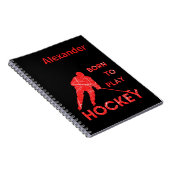 Ice hockey notebook Born om rood te spelen Notitieboek (Rechterzijde)