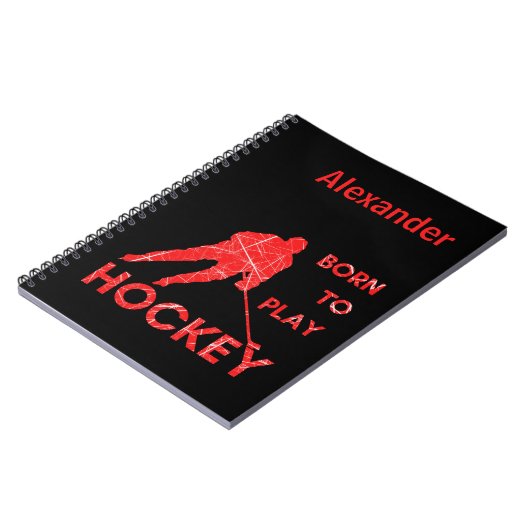 Ice hockey notebook Born om rood te spelen Notitieboek (Linkerzijde)