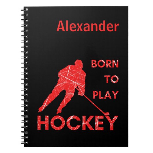 Ice hockey notebook Born om rood te spelen Notitieboek (Voorkant)