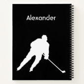 Ice Hockey notebookspeler silhouet zwart wit Notitieboek (Achterkant)