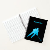 Ice Hockey notebookspeler silhouette turquoise Notitieboek (Binnen)