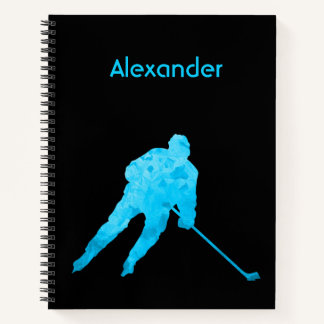 Ice Hockey notebookspeler silhouette turquoise Notitieboek