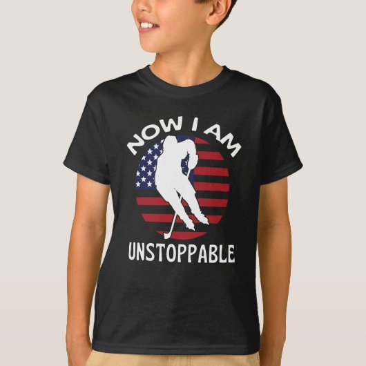 Ice Hockey, nu ben ik een onstuitbare Amerikaanse  T-shirt (Voorkant)