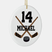 Ice Hockey Number 14 Gepersonaliseerd Ornament (Rechts)