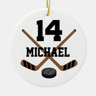 Ice Hockey Number 14 Gepersonaliseerd Ornament