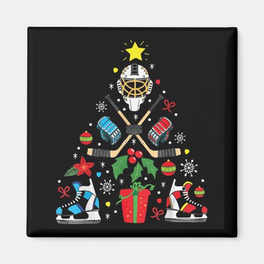Ice Hockey Ornamenten met kerstbomen Magneet (Voorkant)