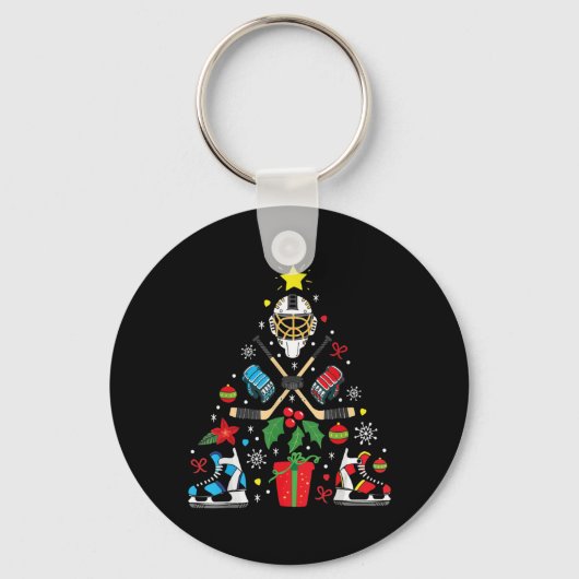 Ice Hockey Ornamenten met kerstbomen Sleutelhanger (Voorkant)