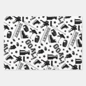 Ice Hockey Pattern Pucks Sticks Player Game Sports Inpakpapier Vel (Voorkant)