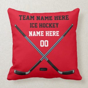 Ice Hockey Pillow met JOUW TEKST en KLEUREN Kussen