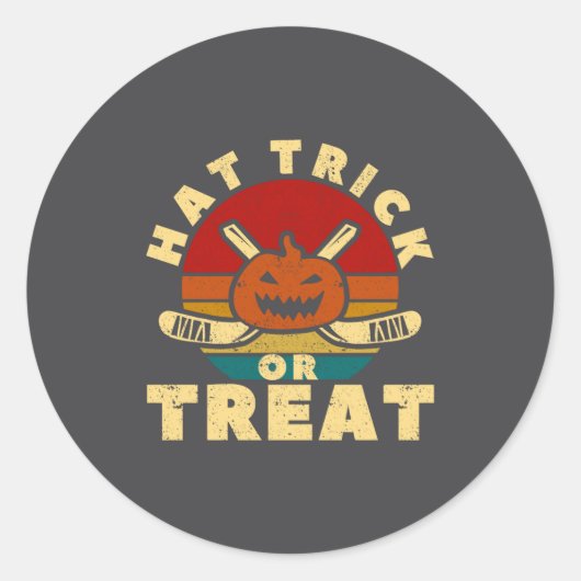 Ice Hockey Player Coach Halloween Pumpkin Hat Tric Ronde Sticker (Voorkant)