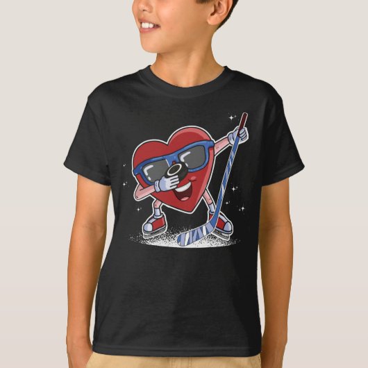 Ice Hockey Player Dabbing Heart Valentijnsdag T-shirt (Voorkant)