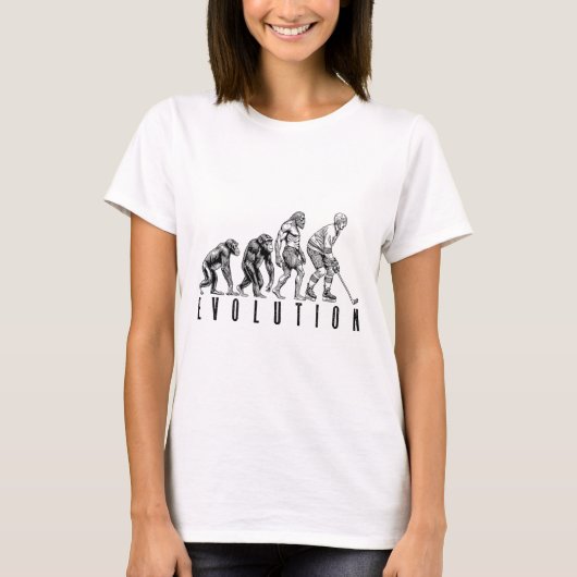 Ice Hockey Player Evolution Funny Man Ape Caveman  T-shirt (Voorkant)
