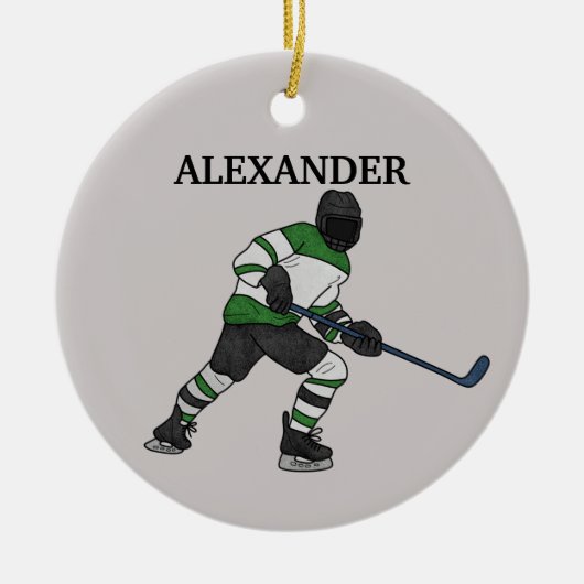 Ice Hockey Player Illustrated Ceramic Ornament (Voorkant)