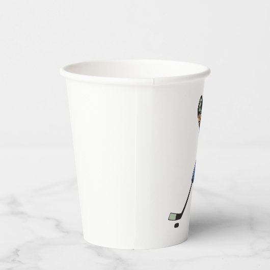 Ice Hockey Player in Blue Uniform Papieren Bekers (Rechts)