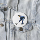 Ice Hockey Player in Blue Uniform Ronde Button 7,6 Cm (In situ)