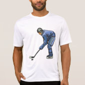 Ice Hockey Player in Blue Uniform T-shirt (Voorkant)
