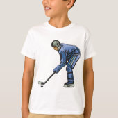 Ice Hockey Player in Blue Uniform T-shirt (Voorkant)