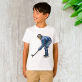 Ice Hockey Player in Blue Uniform T-shirt