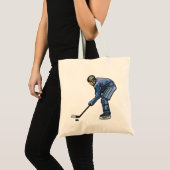 Ice Hockey Player in Blue Uniform Tote Bag (Voorkant (product))