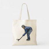 Ice Hockey Player in Blue Uniform Tote Bag (Achterkant)