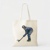 Ice Hockey Player in Blue Uniform Tote Bag (Voorkant)