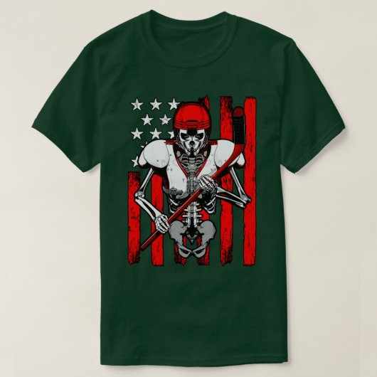Ice Hockey Player Skeleton Athlete Halloween USA T-shirt (Design voorkant)