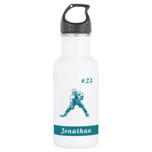 Ice Hockey Player Sportsternaam & nummer Kinder Waterfles (Voorkant)