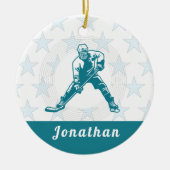 Ice Hockey Player Star Custom Name Winter Sports Keramisch Ornament (Voorkant)