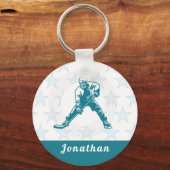 Ice Hockey Player Star Custom Name Winter Sports Sleutelhanger (Voorkant)
