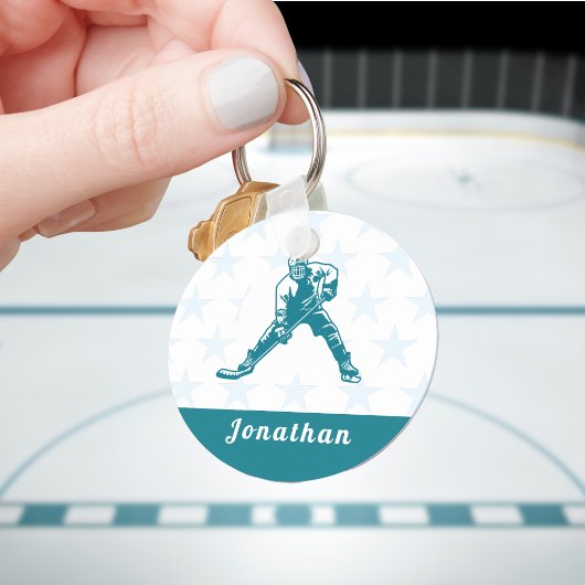 Ice Hockey Player Star Custom Name Winter Sports Sleutelhanger