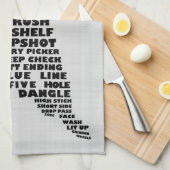 Ice Hockey Player Typography Tea Towel Theedoek (Quarter Fold)