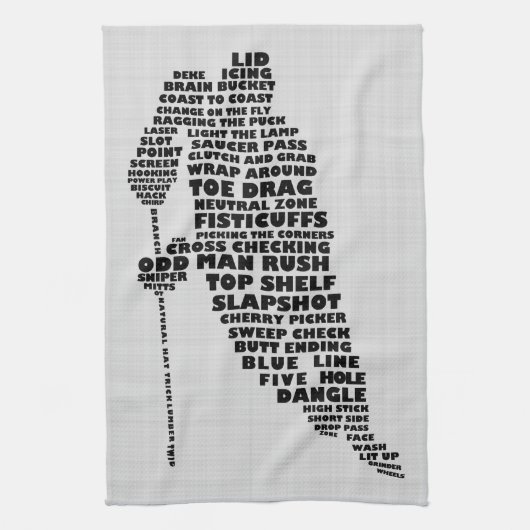 Ice Hockey Player Typography Tea Towel Theedoek (Verticaal)
