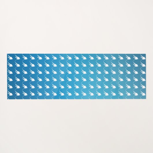 Ice Hockey Player Workout Mat Blue en White  (Achterkant (horizontaal))