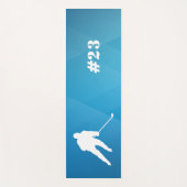 Ice Hockey Player Workout Mat Blue en White  (Voorkant)