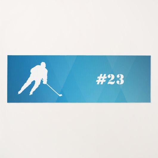Ice Hockey Player Workout Mat Blue en White  (Voorkant (horizontaal))