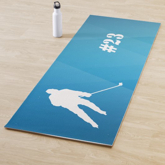 Ice Hockey Player Workout Mat Blue en White  (In situ)