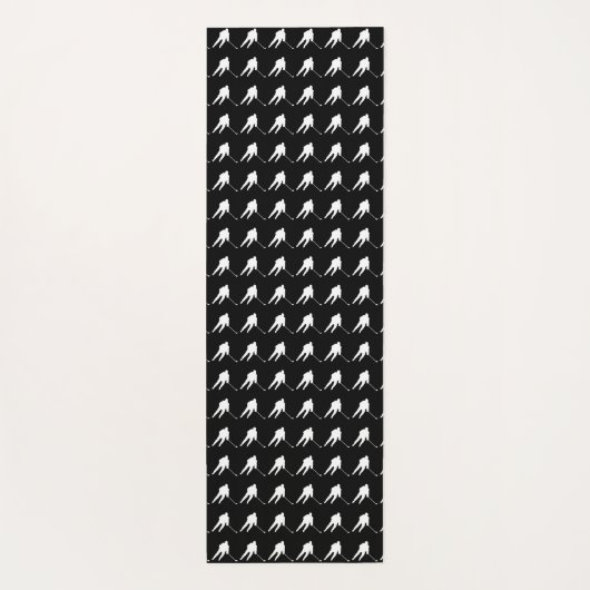 Ice Hockey Player Yoga Mat Black en White  (Achterkant)