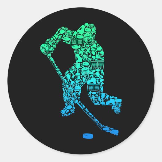 Ice Hockey Player Youth Men Kids Boys  Ronde Sticker (Voorkant)