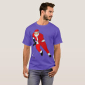 Ice Hockey Playing Santa T  Christmas Gift T-shirt (Voorkant volledig)