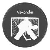 Ice hockey puck goalie silhouette zwart wit (Voorkant)