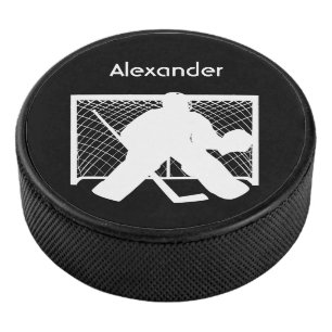 Ice hockey puck goalie silhouette zwart wit