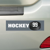 Ice Hockey Puck met Player Number Bumpersticker (Op auto)