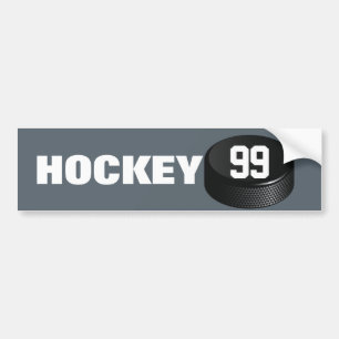Ice Hockey Puck met Player Number Bumpersticker
