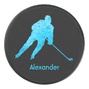Ice Hockey puck player silhouette turquoette